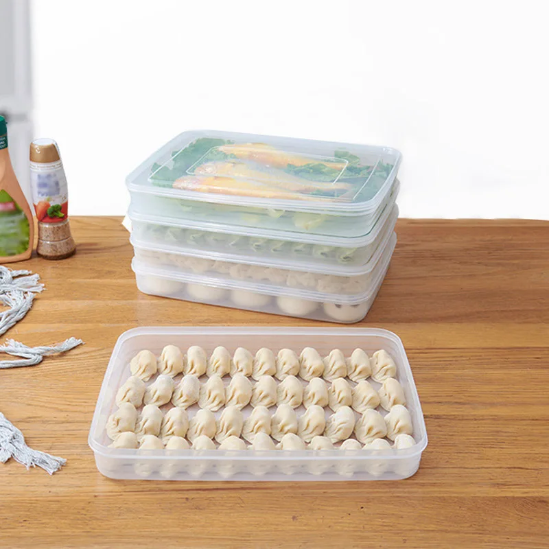

Dropshippi Refrigerator Dumplings Storage Box With Lid Plastic Freezer Fridges Space Saver Food Organizer Rack Holder Tray Boxes MDP66