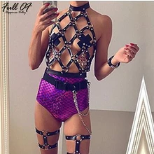 Sexy PU Hollow crop top women metal Body chest chain Black perspective shirt halter Night club party Rivet tank top cropped Hot Sexy PU Hollow crop top women metal Body chest chain Black perspective shirt halter Night club party Rivet tank top cropped Hot
