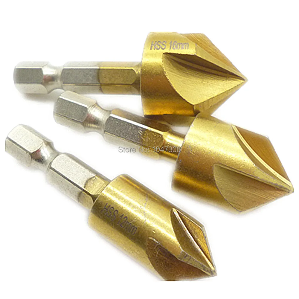 five Flute Chamfer Debur Countersink hex shank