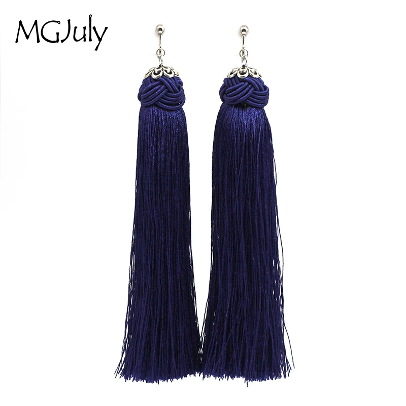

Fashion Long Tassel Earrings No Hole Ear Clips Colorful Tassels Clip Earring Without Piercing Charm Handmade Women Earring CE101
