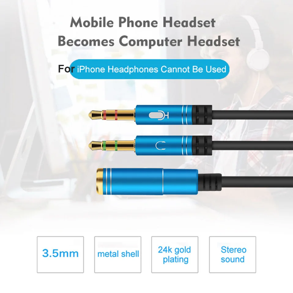 2 in 1 Earphone Audio Extension Cable 3.5mm jack Extender Cord Male to Female Earphone Extender AUX Cable For Computer Headphone (7)