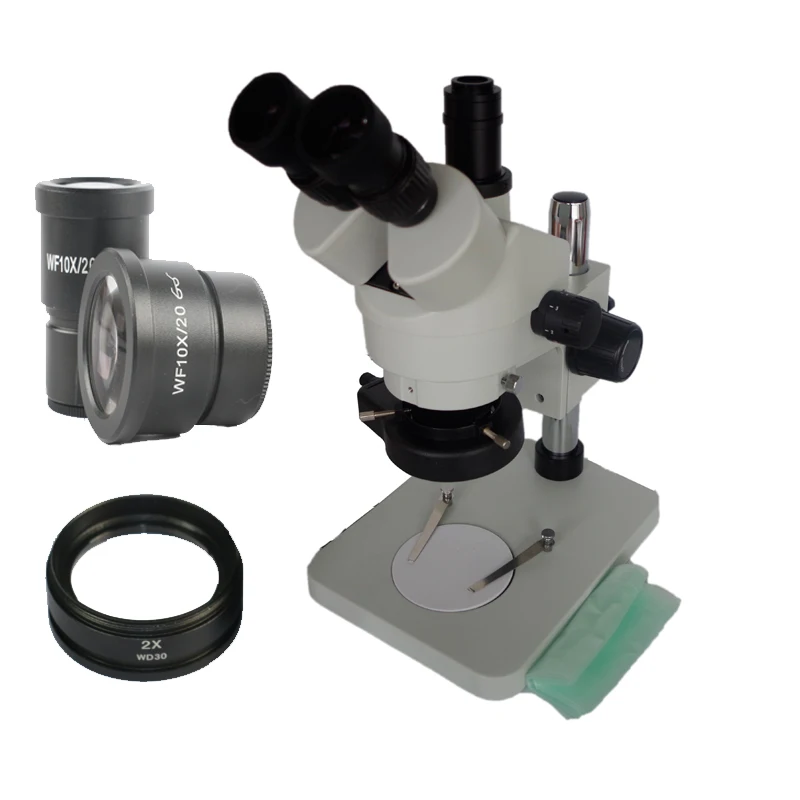 

7X-90X Table Pillar Stand Trinocular Stereo Zoom Microscope SZM2.0X Objective Lens Microscopio with 10X/20X Eyepiece