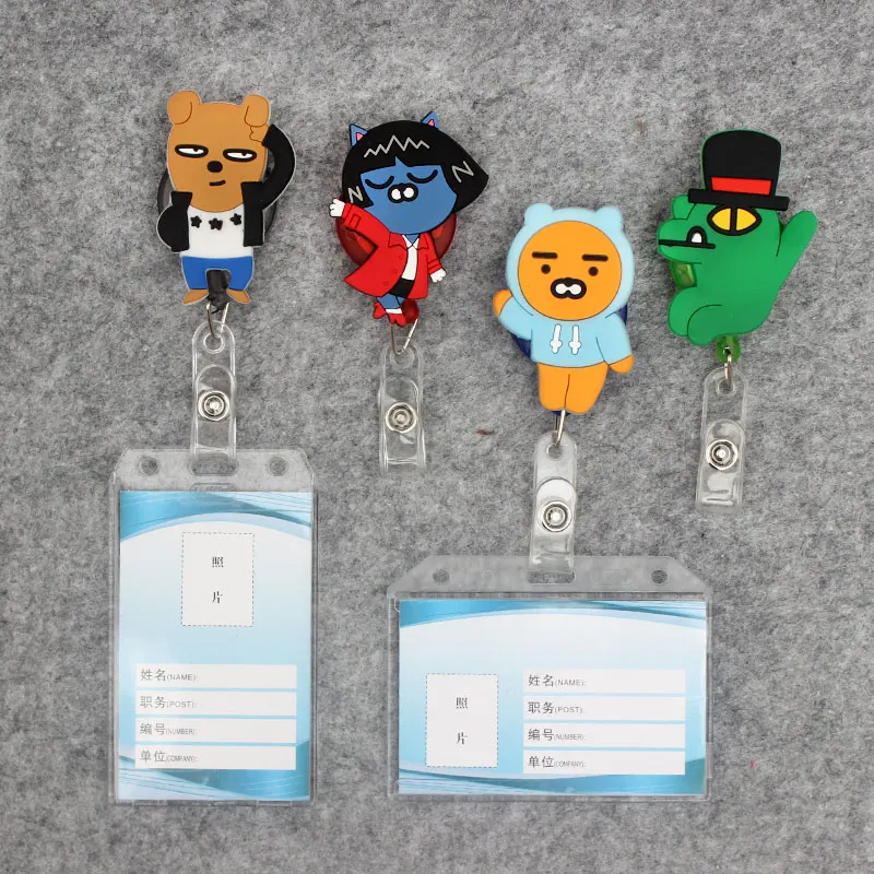 

Cartoon Duck Transparent Badge Scroll Nurse Reel Cute Bear Character Scalable Cute Duck Nurse Exhibition ID Plastic Card Holder