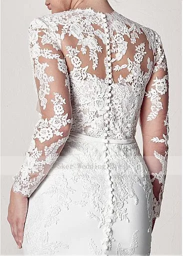 Modest-V-Neck-Lace-Wedding-Dresses-Long-Sleeve-Illusion-Appliques-Mermaid-Plus-Size-Bridal-Gowns-2019 (3)