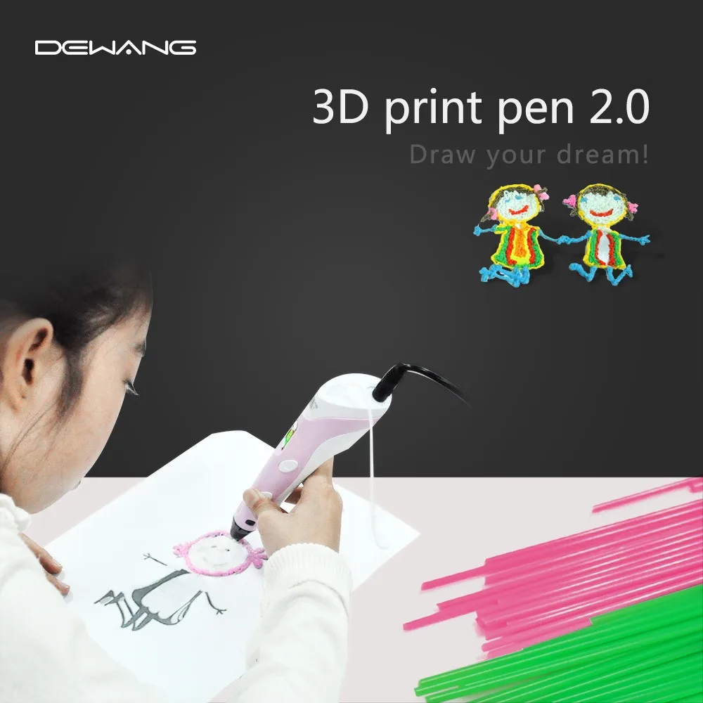 Dewang 3d печать рисунка пером для детей живопись pen с Бесплатным 220 М 22 Цветов НОАК Накаливания Дешевые 3D ручка