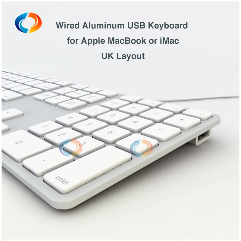 Алюминиевая Проводная usb-клавиатура для всех Apple iMac или MacBookThin w/10 клавишная Цифровая Клавиатура Великобритании с usb-портами A1243 MB110LL/A
