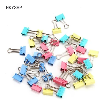 

HKYSHP 1 Set (40 pcs) Cute Color File Small Folder Office Stationery Dovetail Clip Creative Metal Clip Long Tail Clip