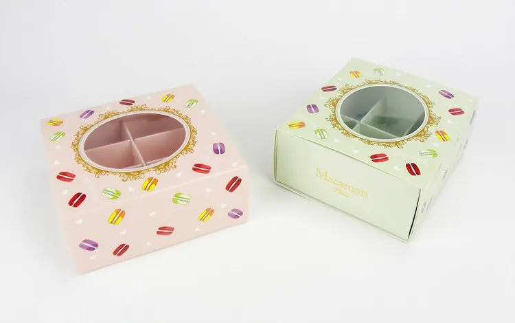 Розового и зеленого цветов прозрачное окно украшение коробка для макарун шоколада печенье на десерт коробки упаковка для миндального печенья поставляем Свадебные сувениры