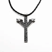 Odin Ancestral Colar Rune Nórdico Viking dupla cabeça do Lobo Pingente de colar
