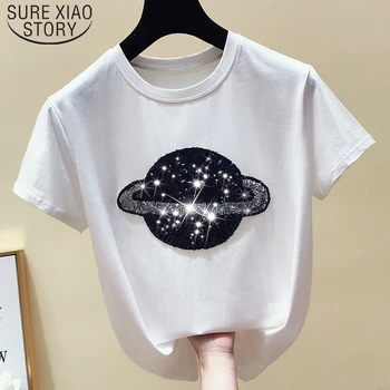 

Casual Black Tee Shirt Femme Summer 2019 Cotton White Tshirt Women Tops Fashion Short Sleeve Vintage Female T-shirt 4887 50