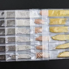 1 упаковка, Микс, 6 размеров, 0,8-3 мм, черный, золотой, серебряный, розовый, металлический бисер, шар, сплав для дизайна ногтей, драгоценные камни, украшения, маникюр, сделай сам, советы