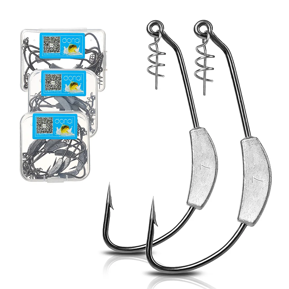 DONQL 10pcs Lot Lead Jig Head Fishing Hooks Wide Crank Offset Fishhooks for Soft Lure Baits 2g-7g Barbed Fishing Tackle Set     (9)