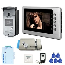 Envío de la Nueva Casa Nueva 7 “Sistema de Color de Vídeo Teléfono de Puerta de Intercomunicación 1 Monitor 1 Cámara de Acceso RFID + Cerradura Eléctrica Al Por Mayor