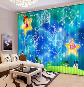 

blue curtains Scenery Beauty Digital Photo Printing Blackout 3D Curtains for Living Room Bedding Room Hotel cartoon curtains