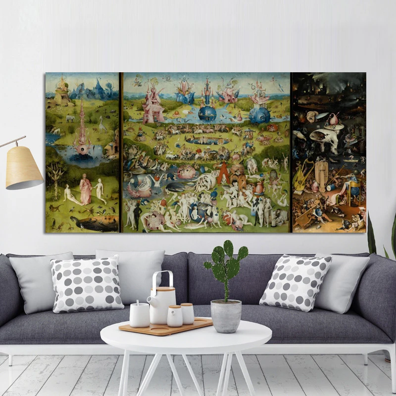 

Bosch Hieronymus The Garden of Earthly Delight Poster, Classical Famous Painting Prints Wall Art Canvas Painting for Room Decor