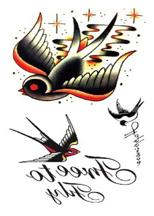 Бесплатная доставка боди арт Mockingbird изображение птица тату стикер # r108 | Красота и