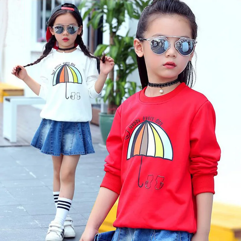 

New Spring Autumn Girls Clothing T-shirt Long Sleeves Children Cute Cartoon Stripe Bottoming Shirt Top for Girls Tees