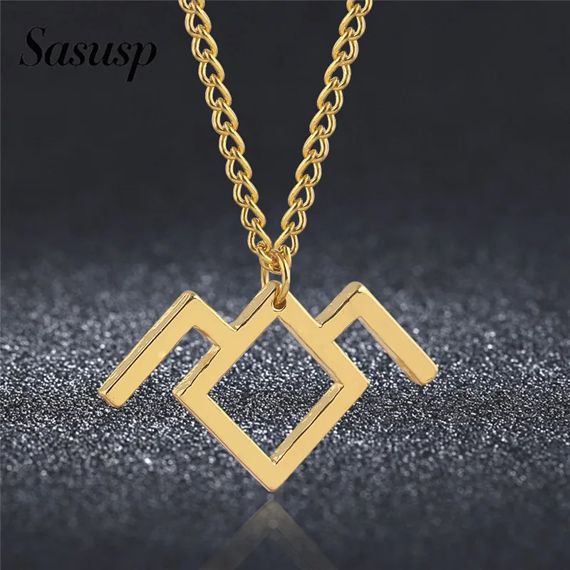 Sasusp Simple Twin Peaks Pendant Necklace Gold Sliver Colors Geometric Jewelry Sweater Chain Lovers Gift Orbis | Украшения и