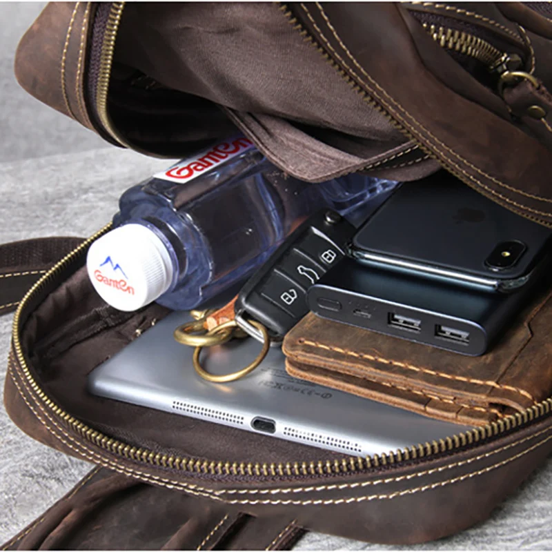 AETOO Retro head cowhide Large capacity men's mad horse leather shoulder crossbody bag