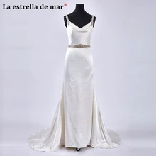 Vestidos de noiva 2018 new satin crystal sexy mermaid ivory wedding dress long pretty trouwjurk hot bruijsjurken