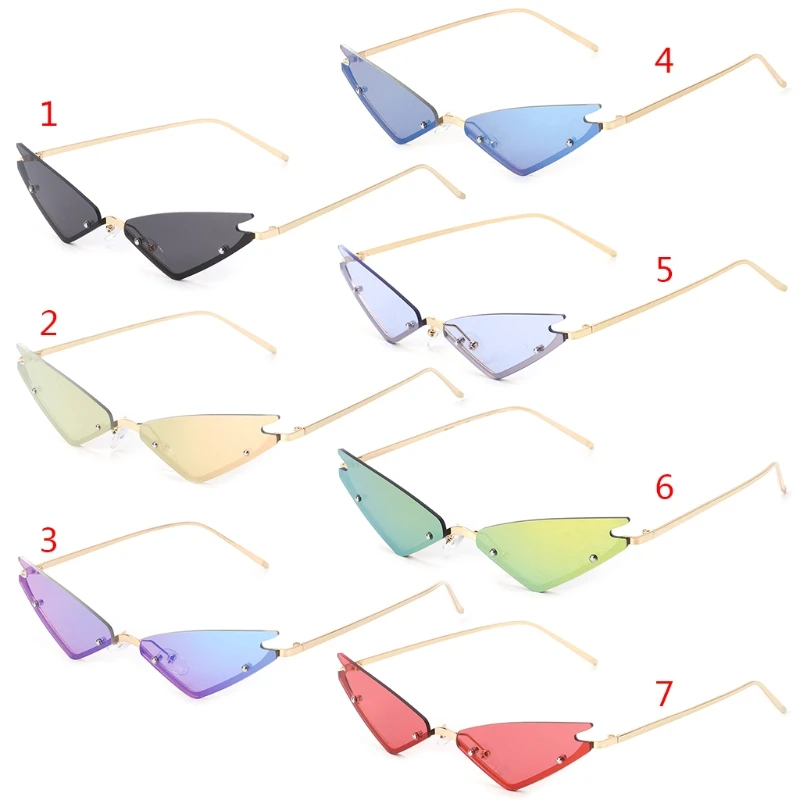 

2018 Cat Eye Sunglasses Vintage Fashion Rimless Triangle UV400 Brand Designer