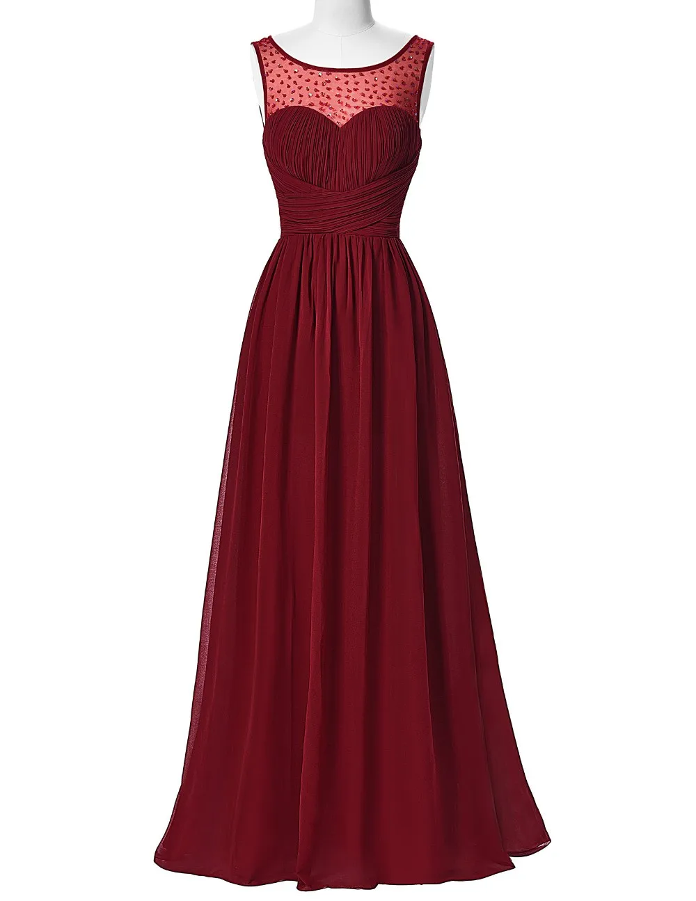 Hot-Sell-Long-Burgundy-Prom-Dresses-2016-Sleeveless-V-Back-Chiffon-Ombre-Dress-Strazz-Ruched-Wedding