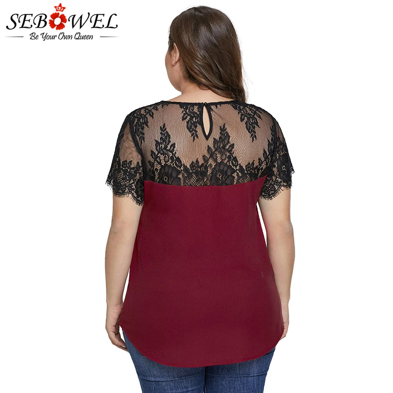 Red-Lace-Yoke-Plus-Size-Top-LC251781-3-2 