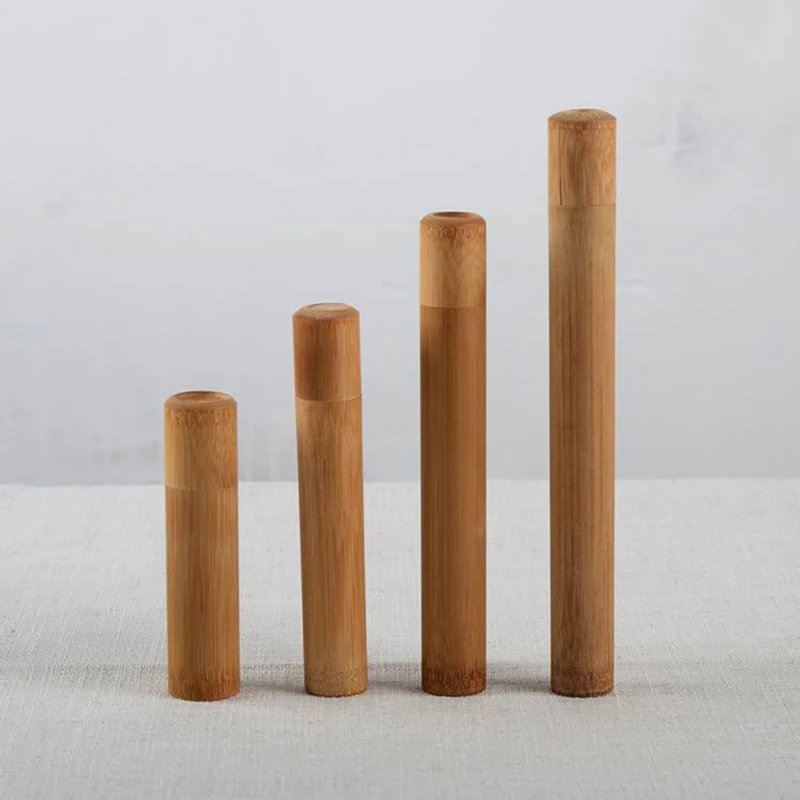1pc Natural Bamboo Tube For Toothbrush Eco Friendly Travel Case Hand Made 21cm Bamboo Toothbrush Tube Portable Travel Packing airtight container