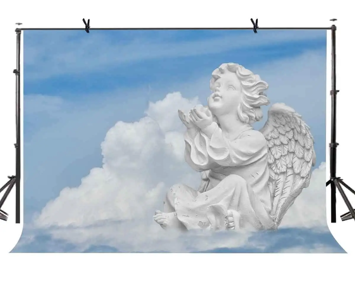 

7x5ft Angel Statue Backdrop Cute Little Angel Statue Photography Background and Studio Photography Backdrop Props
