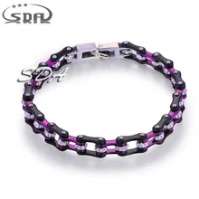 SDA Marca Cristal CZ Mano Enlace Pulseras de Cadena para Las Mujeres Purple Negro Plateado Joyería de Compromiso de Acero Stianless YM108SN