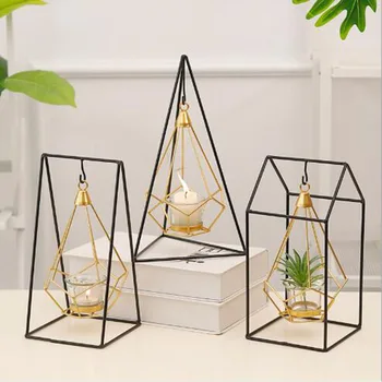 

Nordic Style Wrought Iron Geometric Candle Holders Home Decoration Metal Crafts