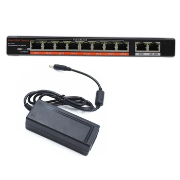 

SECUPOE 8-Port PoE Switch 10/100M 2-Port Network Uplink 802.3af/at External DC48V Power Adapter 250m Data Transmission