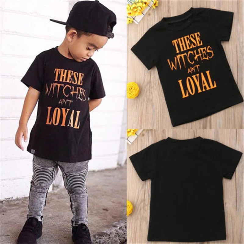 Toddler Baby Boy Halloween Letter Print Tops Costumes Kid T-shirt Shirt Clothes
