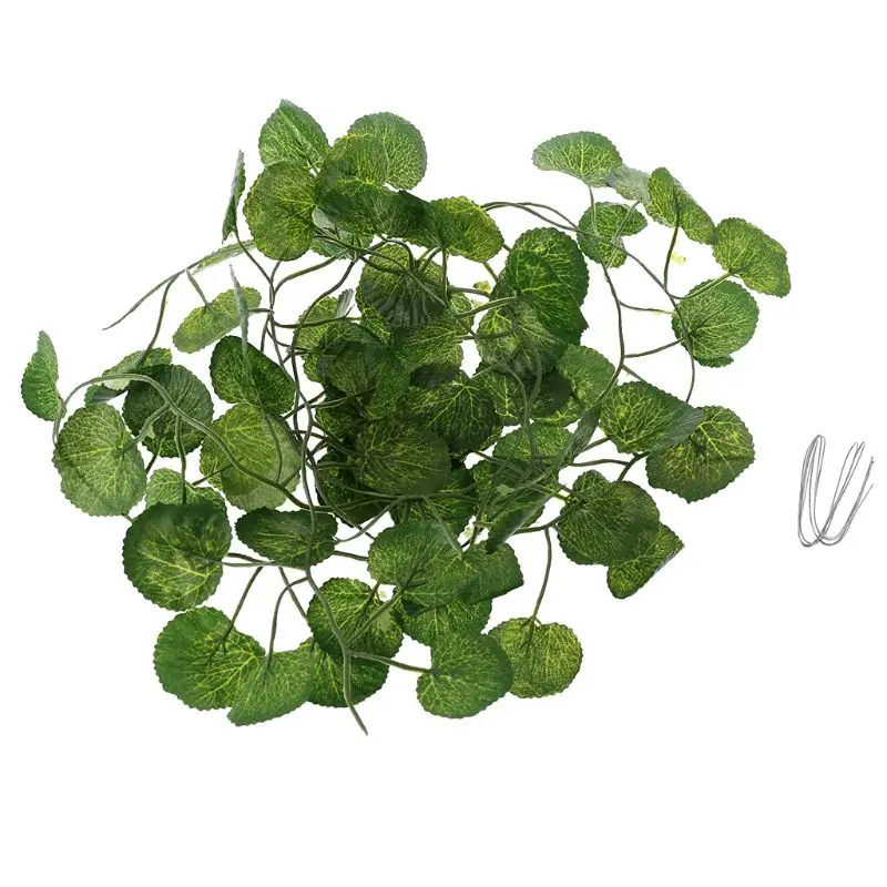 

Artificial Vine Reptile Terrarium Box Habitat Decoration Lizard Green Fake Plants Leaves--S004