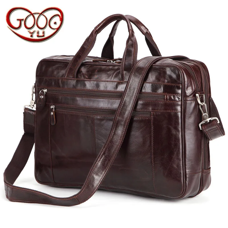 

Men travel first layer of large-capacity leather shoulder bag casual solid color zipper leather Messenger bag