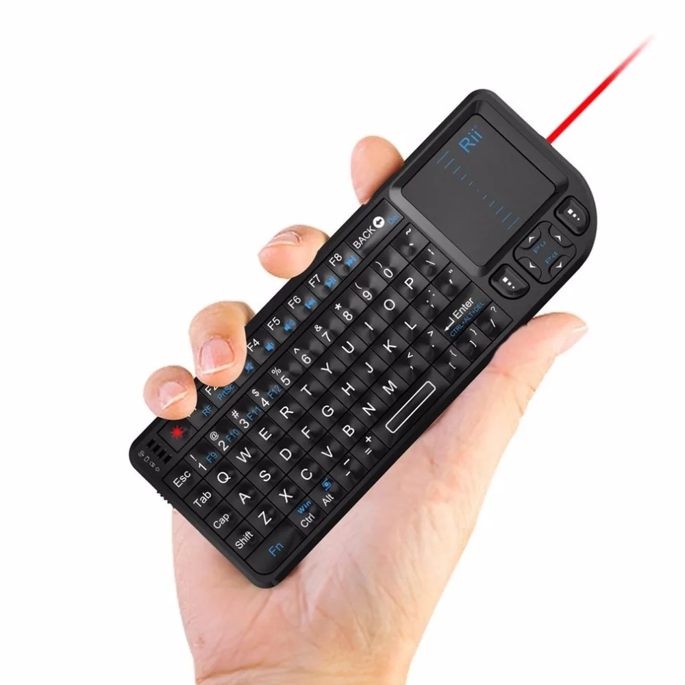 Rii V3 Беспроводной клавиатура 2,4G RF сенсорная панель с светодиодный Подсветка лазерная указка комбинированный ручной для презентаций игровой смарт-ТВ