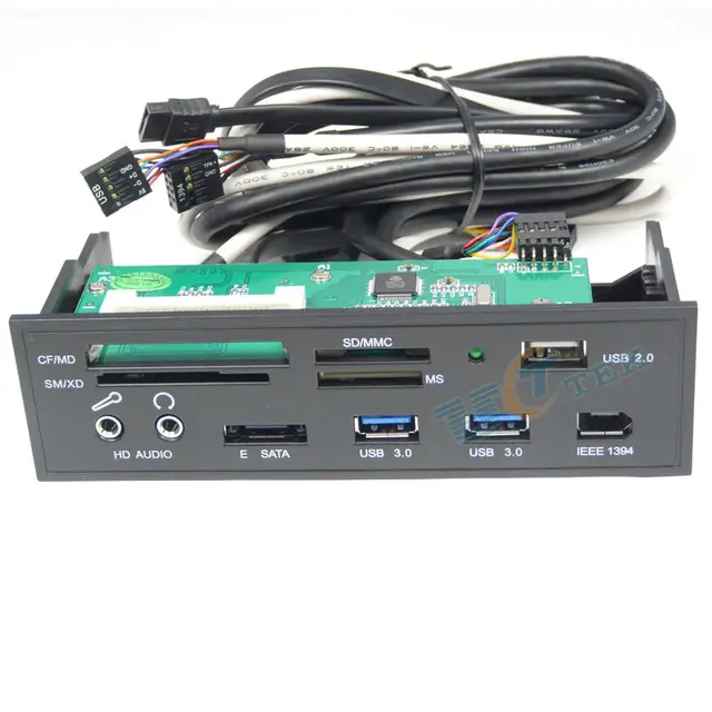 USB 3.0 Internal Card Reader 5.25 PC Front Panel with HD Audio eSATA