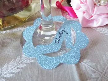 

Glitter glass Slippers wine glass ring charms wedding engagement bridal shower Bachelorette Party table decors cards