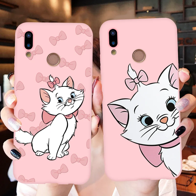 

Lovely Cartoon Cats Girl Pattern Fundas For Huawei P Smart Plus Mate 20 10 Lite Pro Y6 Y7 Pro 2019 2018 Pink Matte Soft TPU Case