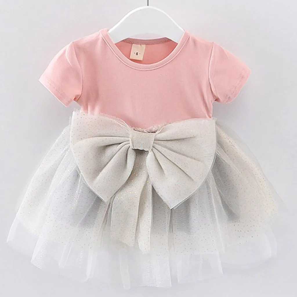 

ARLONEET 2019 New summer Dress Toddler Kid Baby Girls Solid Bow Paillette Dress Tulle Tutu Princess Party Dress Z0207