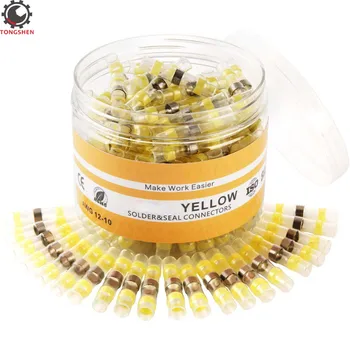 

30PCS Solder Seal Wire Connectors Electrical Waterproof Seal Heat Shrink Butt Terminals Solder Sleeve Wire Connectors Yellow 12