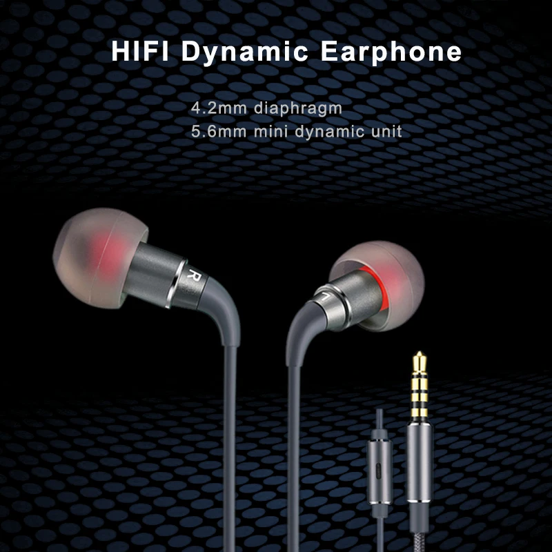 

Elistooop HIFI Stereo Music Earphones In-Ear Noise Canselling Graphene Earbuds Mini Wired Metal Bass Graphene Headsets Micphone