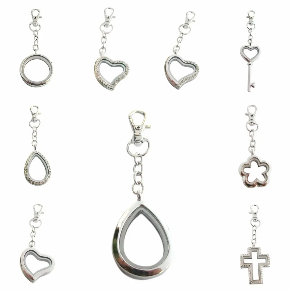 10pcs Floating Charms Plain Round 30mm Copy Stainless Glass Locket with Chain