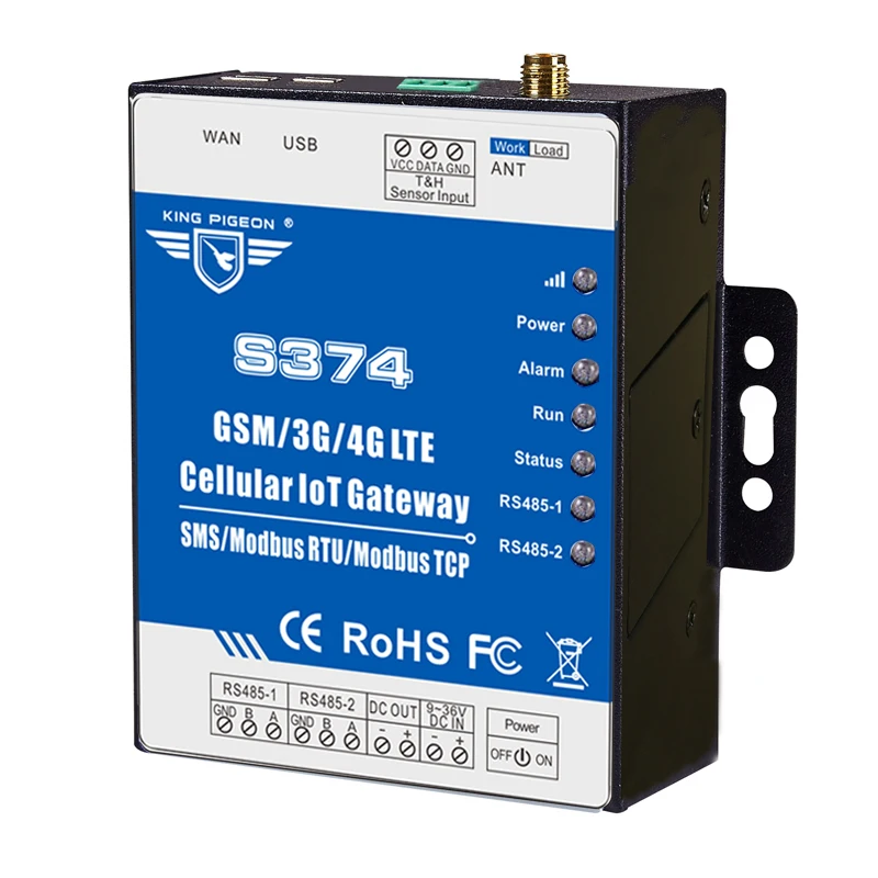 4G LET IoT шлюз 2 RS485 для аквакультуры очистка сточных вод Мониторинг Поддержка Modbus TCP