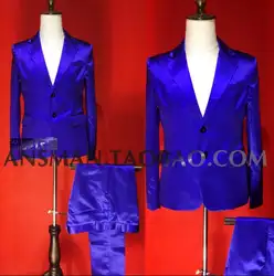 2019 певец ди-джей в ночном клубе прилив Маен GD с тем же пункт синий фиолетовый костюмы из атласа Комплект для выступления одежда