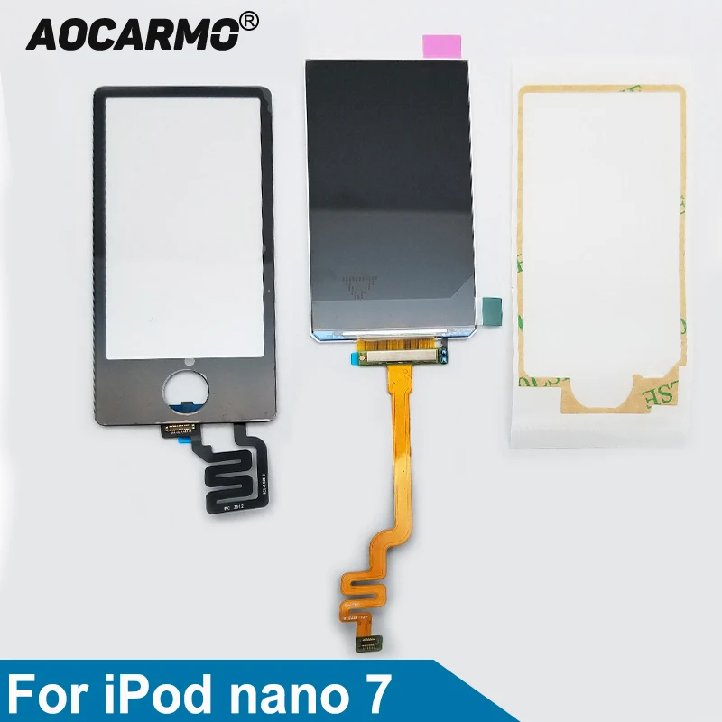 

Aocarmo 100% Guarantee LCD Display Screen Touch Digitizer With Sticker Adhesive For iPod Nano 7 Gen 7th 2.5 inch Replacement