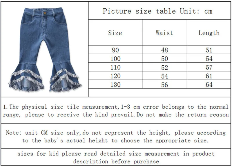 Europa e América Crianças da Criança do Bebê Meninas Calças Moda Estilo Jeans Queimado Crianças Denim Bell Bottom Boot Corte 2 Mamãe e Bebê