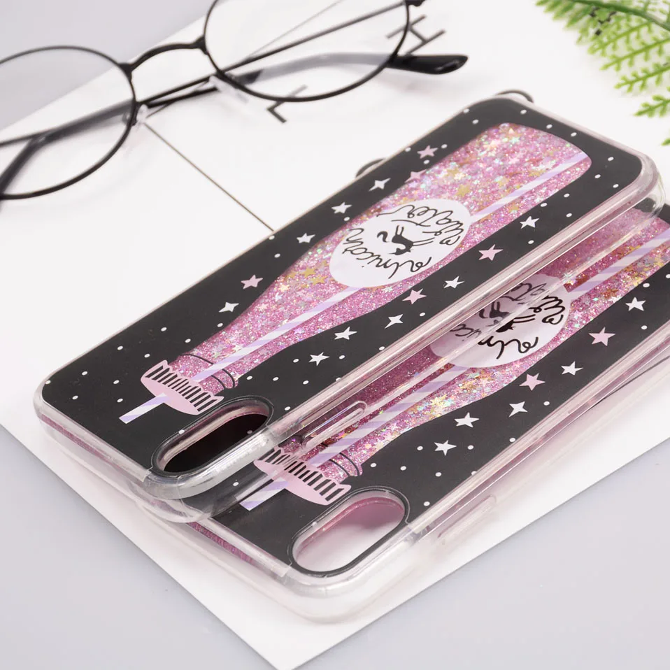 Reaoom for iPhone X Case Glitter Dynamic Liquid Colorful Star Quicksand Cute Bottle Unicorn Protection Cover Capa for iPhoneX 10 (10)