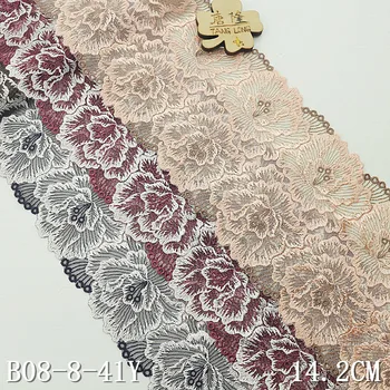 

40yards Embroidered Mesh Lace Fabric Polyester lace Fabric 3D Lace Embroidered Flowers on Net lace