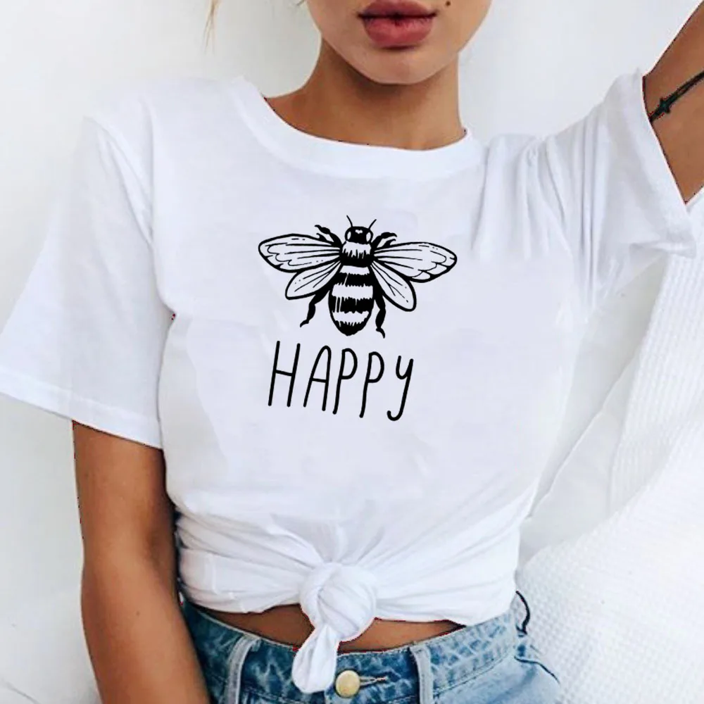 Женские футболки с коротким рукавом и принтом пчелы летние модные вдохновляющие